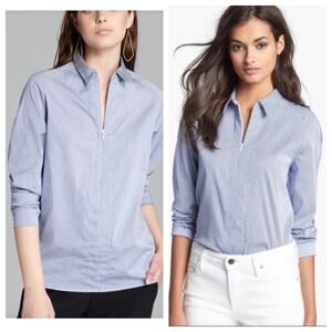 Theory Blouse Bida Blue & white pinstripe Size Large